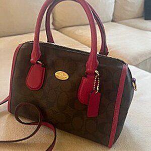 Coach Handbag Convertible to Shoulder Bag, Brown/Burgundy, Almost New!